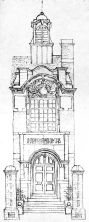 A sketch of the entrance to the school building by Mrs M C Meyrick published in the school jubilee booklet 1963