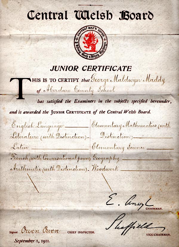Maddy Junior Certificate