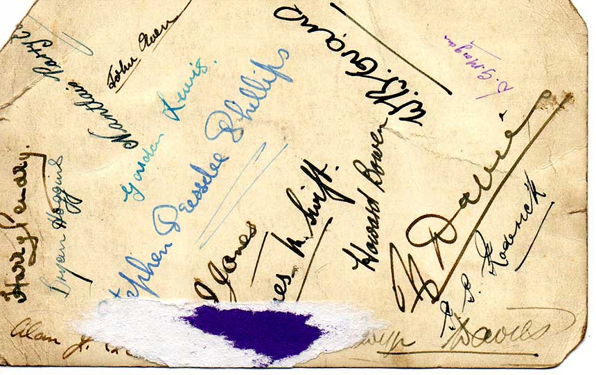 reverse of Rugby 1942-43 - signatures