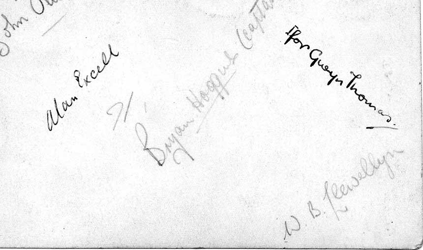 reverse of Rugby 1943-44 - signatures