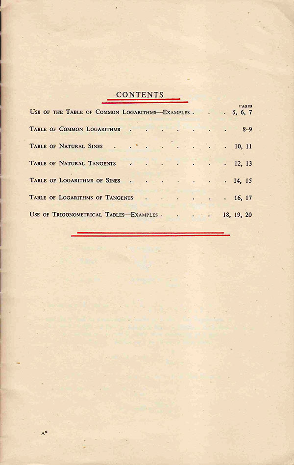 F.W. Norris Contents Page