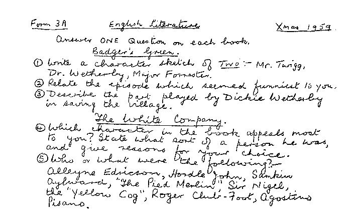 Form 3A English Literature