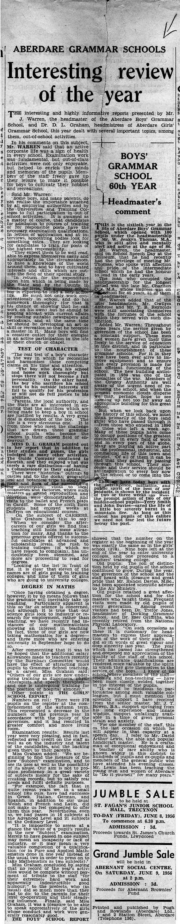 Cert 1956 Heads Report