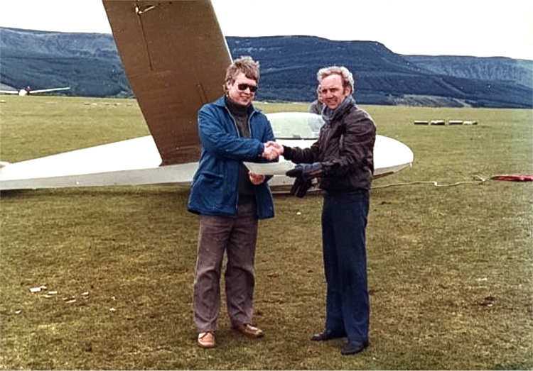 Geoff Abbott and Roy Evans with glider
